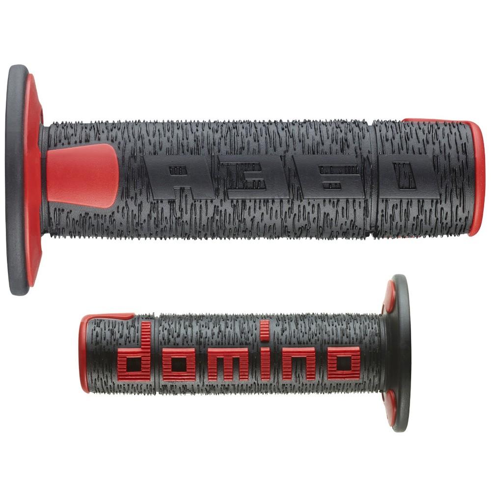 Pair of Grips off-road Domino A360 - black red Pair of Grips off-road Domino A360 - black red