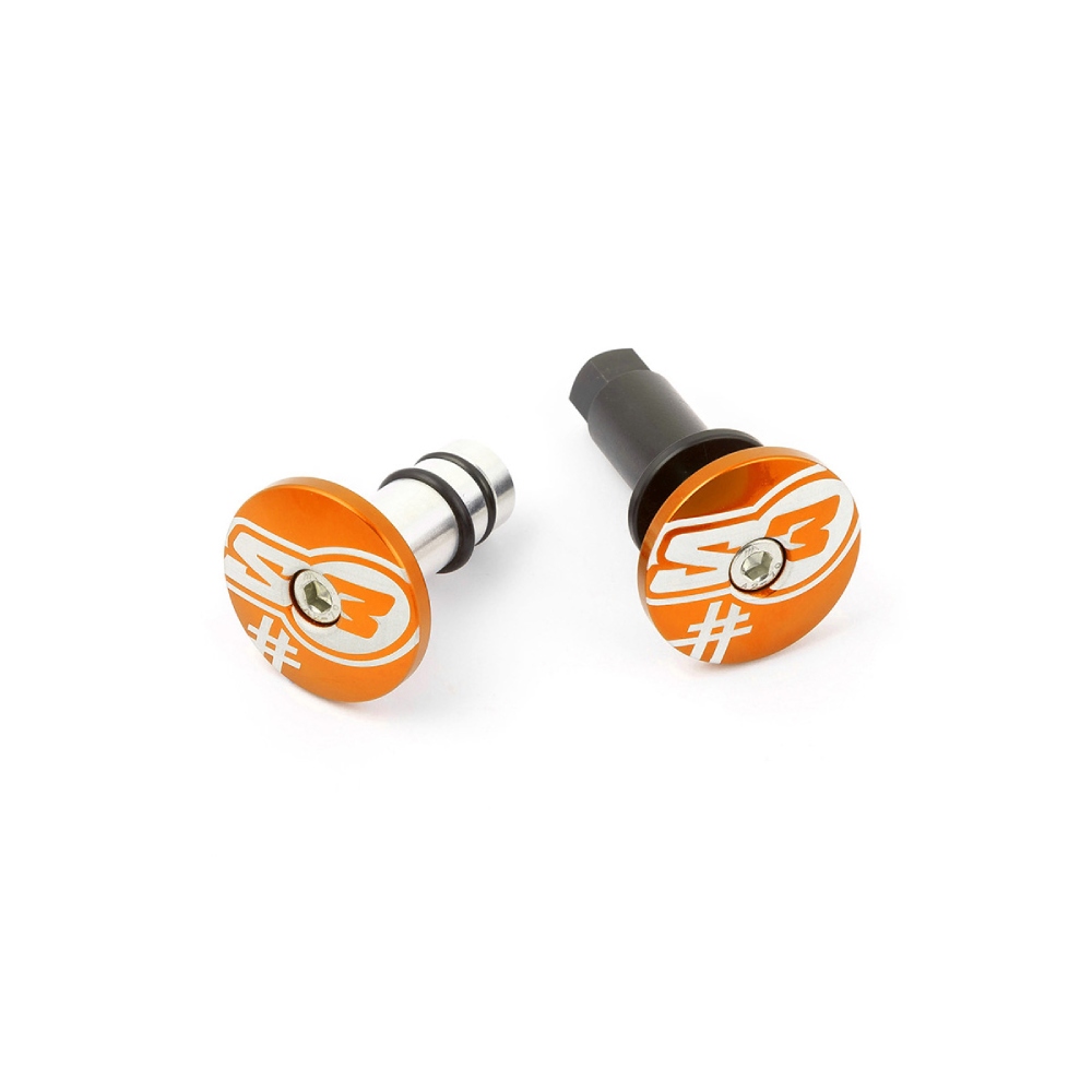Pair of handlebar end caps S3 orange Five