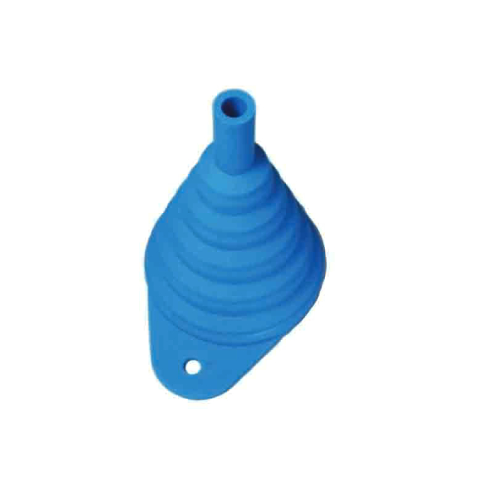 Foldable silicone funnel blue